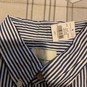 American eagle button down shirt blue strip and white